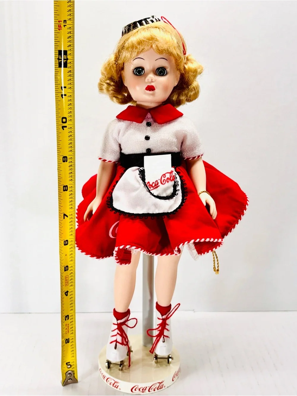Coca Cola 13” Madame Alexander 1923-1998 75th Anniversary Carhop Doll With Stand